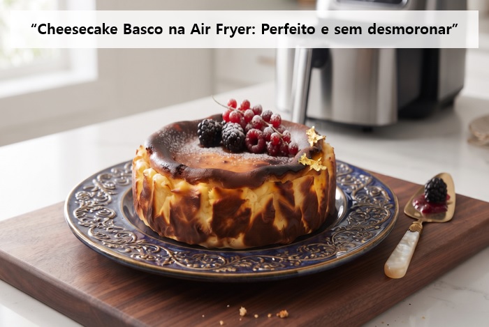 Cheesecake Basco na Air Fryer Sem Desmoronar no Prato